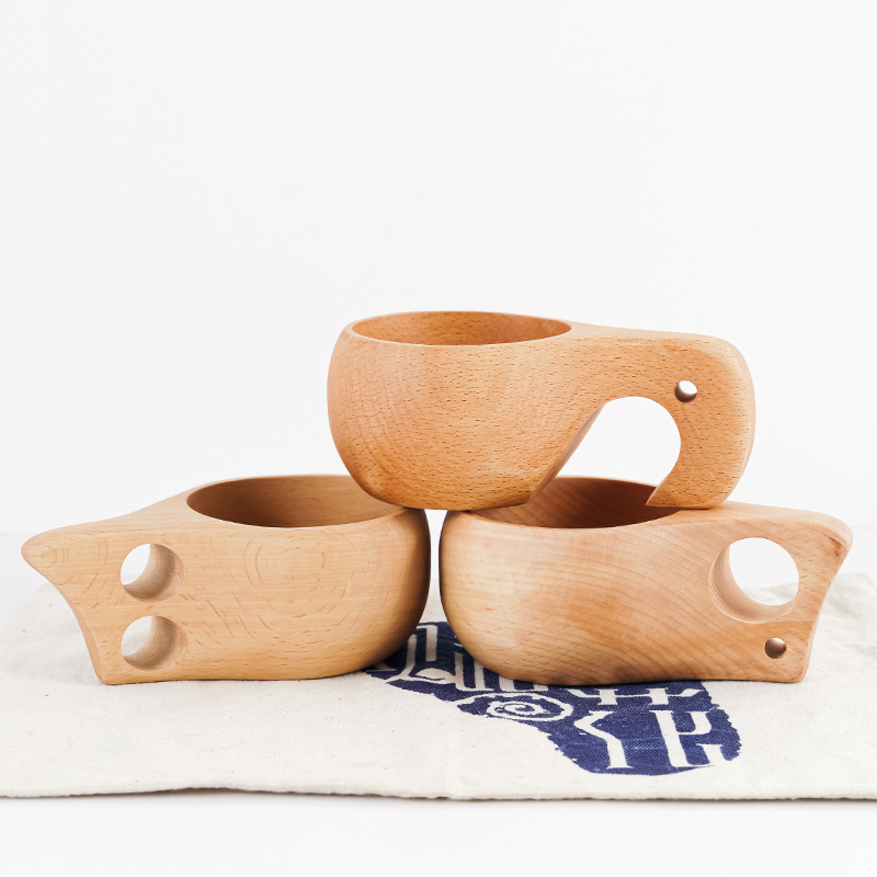 Taza de café de haya creativa taza de leche taza de artesanía de madera taza de agua nórdica de madera maciza ecológica pedido al por mayor