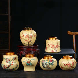 宜兴紫砂茶叶罐锡盖大号一斤装陶瓷密封罐普洱茶储存罐醒茶罐礼品