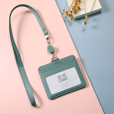 Porta Tarjetas de Tela con Cordón Retráctil para Identificación, Tarjeta de Trabajo, Tarjeta de Empleado, Ranuras Dobles para Tarjetas, Porta Tarjetas de Invitados con Hebilla Deslizante.