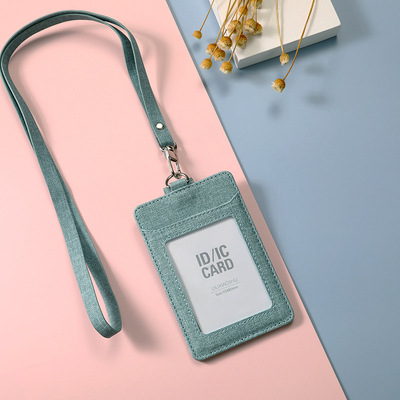 Porta Tarjetas de Tela con Cordón Retráctil para Identificación, Tarjeta de Trabajo, Tarjeta de Empleado, Ranuras Dobles para Tarjetas, Porta Tarjetas de Invitados con Hebilla Deslizante.