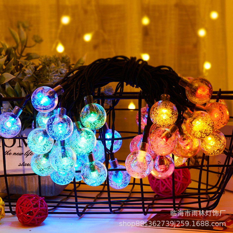 Al Aire Libre camping 30led solar burbuja bola Cadena de luz cristal burbuja Bola de colores luces Navidad Festival patio Decoración