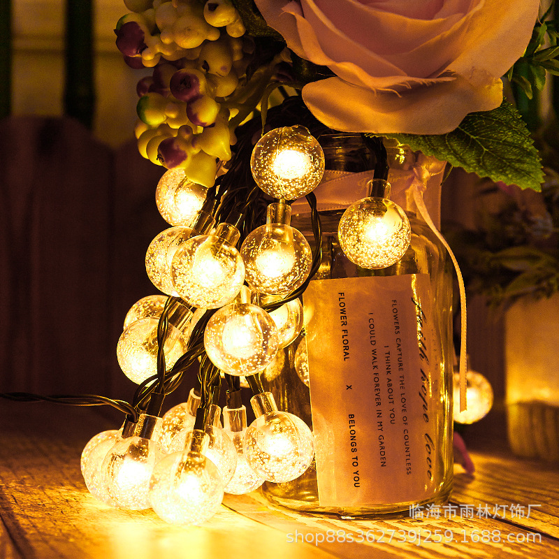 Al Aire Libre camping 30led solar burbuja bola Cadena de luz cristal burbuja Bola de colores luces Navidad Festival patio Decoración