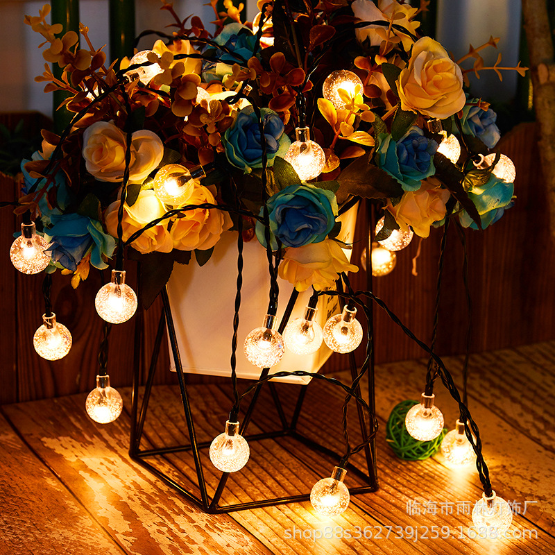 Al Aire Libre camping 30led solar burbuja bola Cadena de luz cristal burbuja Bola de colores luces Navidad Festival patio Decoración