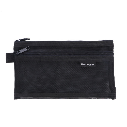 Simple transparent creative pencil bag stationery bag cosmetic bag Japanese and Korean style exam bag double-layer mesh bag storage bag wholesale