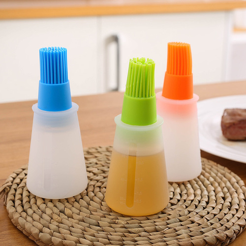 Zibo barbecue manufacturer silicone capped oil bottle brush with scale barbecue brush sauce brush butter brush kitchen worker