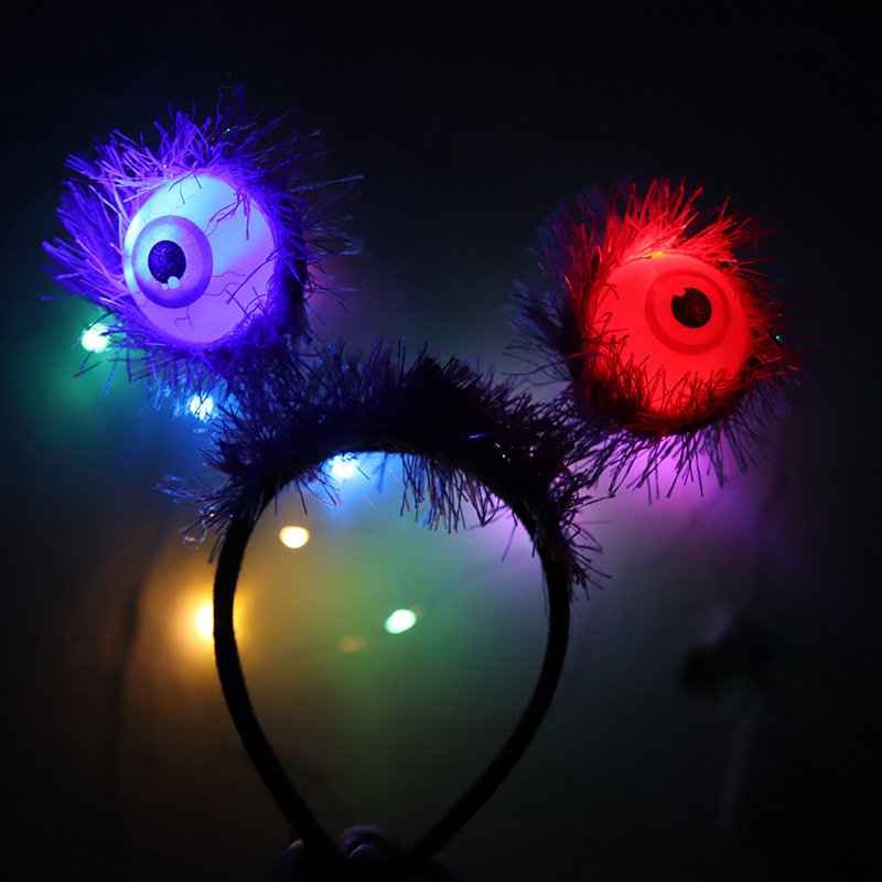 Halloween diadema fantasma Festival Fiesta vestido suministros horror ojo grano diadema LED murciélago diadema luminosa