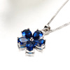 Advanced jewelry, sapphire pendant flower-shaped, necklace, Korean style, high-quality style, wholesale