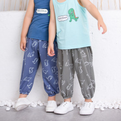 ins dinosaur full print children's anti-mosquito pants ice silk cotton and linen summer thin pants for children and middle-aged children new casual children's pants