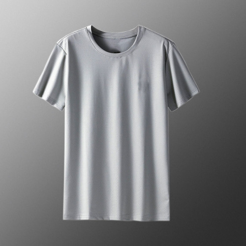 【S-8XL】Air Conditioning Shirt Summer Ice Silk Short Sleeve T-Shirt Large Men's Quick-Dry Ultra-Thin Loose Mesh Top
