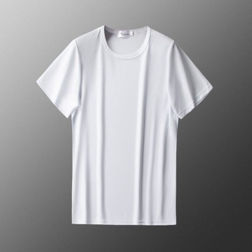 【S-8XL】Air Conditioning Shirt Summer Ice Silk Short Sleeve T-Shirt Large Men's Quick-Dry Ultra-Thin Loose Mesh Top
