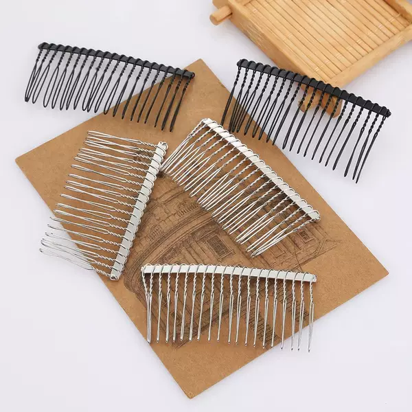 Korean-Style 20-Tooth Hair Comb, Straight Style, Black and White K Twisted Wire Fork Comb, Bridal Hair Accessory DIY Parts