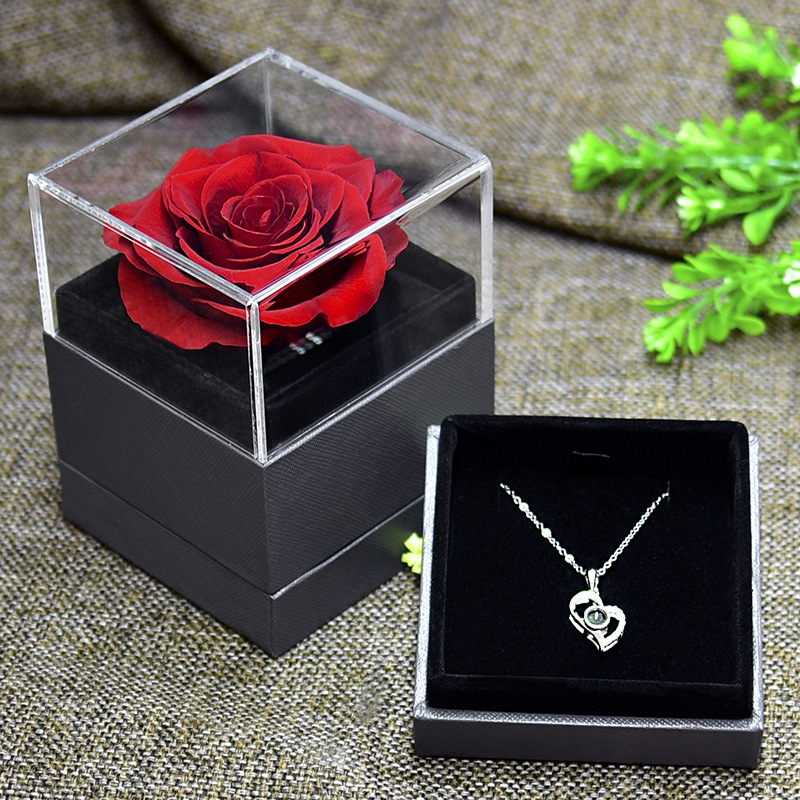 Yongsheng flower acrylic jewelry box upper and lower cover necklace bracelet ring lover Christmas gift Amazon hot sale Yongsheng flower acrylic jewelry box upper and lower cover necklace bracelet ring lover Christmas gift Amazon hot sale