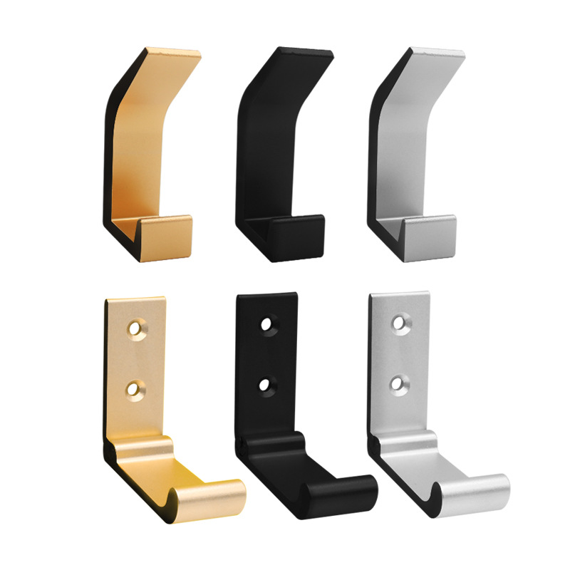 Aleación de aluminio de cabeza redonda gancho de la capa libre gancho de la fila gancho montado en la pared plegable gancho negro gancho de una capa invisible gancho de 90 grados