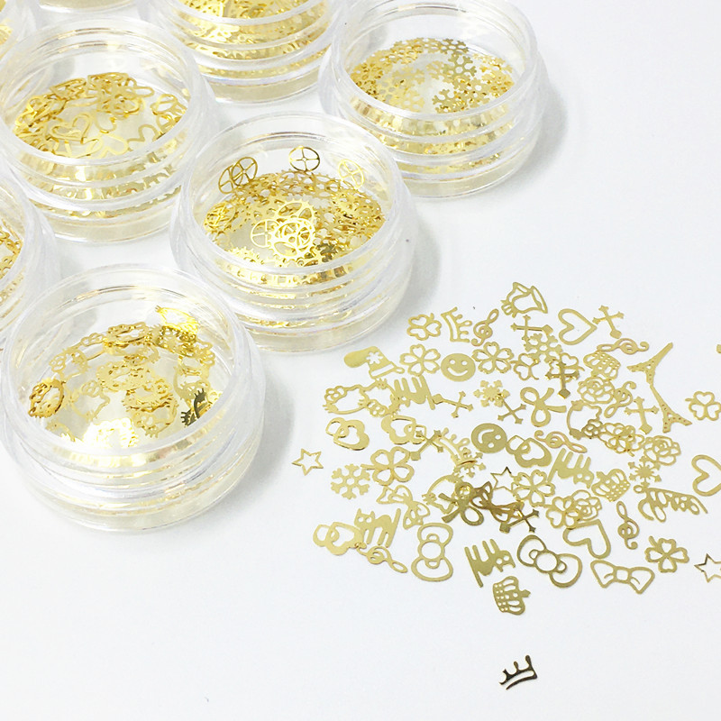 迷你金属贴片滴胶填充物日系美甲贴片金50片uv胶袖珍封入物电脑片