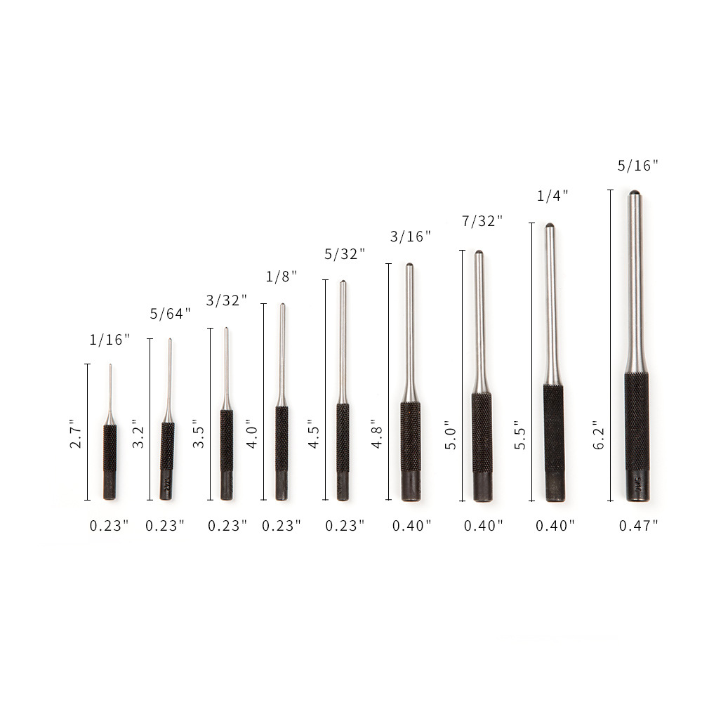 9-pieza pin Punch ronda Punch traje 9PC pin Punch traje punzón (1/16-5/16)