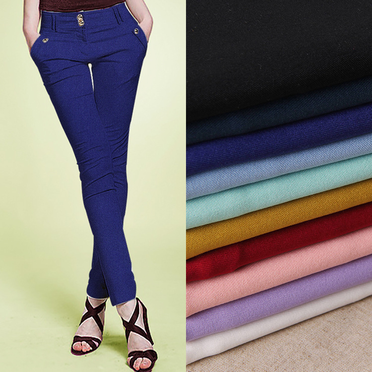 10 cambios inclinados NR satin recto elástico de tela de algodón de alta elasticidad pantalones de lápiz mágico