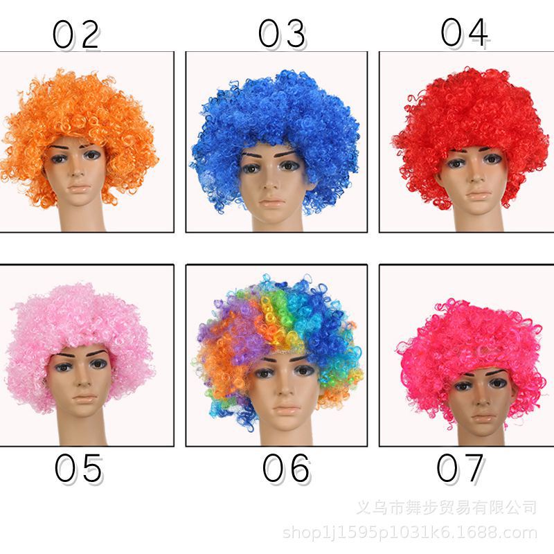 Halloween Short Hair Colorful Hot Style Funny Clown Afro Non-Mainstream Wig Chemical Fiber Fan Short Style
