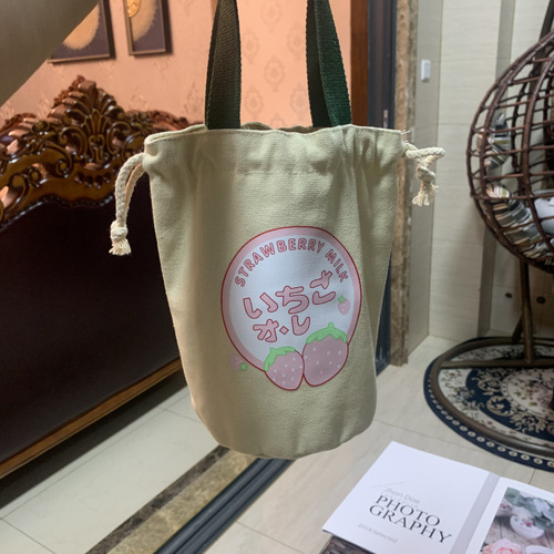 New canvas drawstring portable handbag, thermos cup, stew beaker, protective bag, thermos bucket bag, portable mother's bag