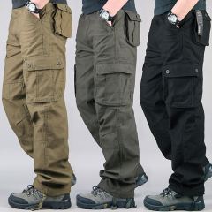 クロスボーダー輸出対外貿易多ポケット男性工装長ズボンのゆったりしたズボンと太ったサイズの労働保護カジュアルなストレートパンツ