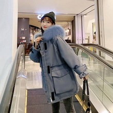 东大门冬装oversize棉衣女中长款加厚学生棉服韩版宽松工装外套潮