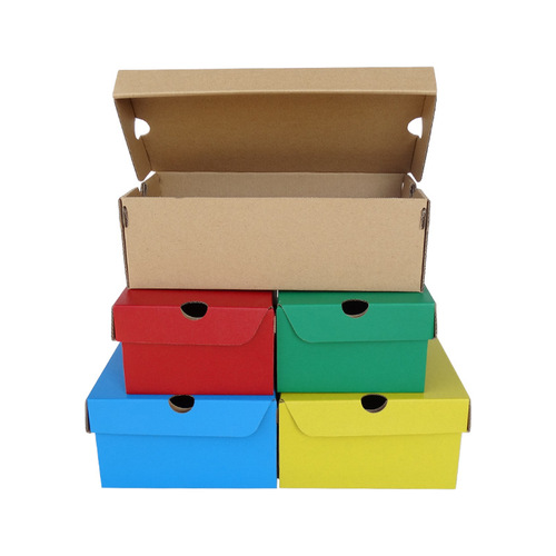 Manufacturer special cardboard box corrugated kraft paper color shoe box carton clamshell rectangular shoe box wholesale