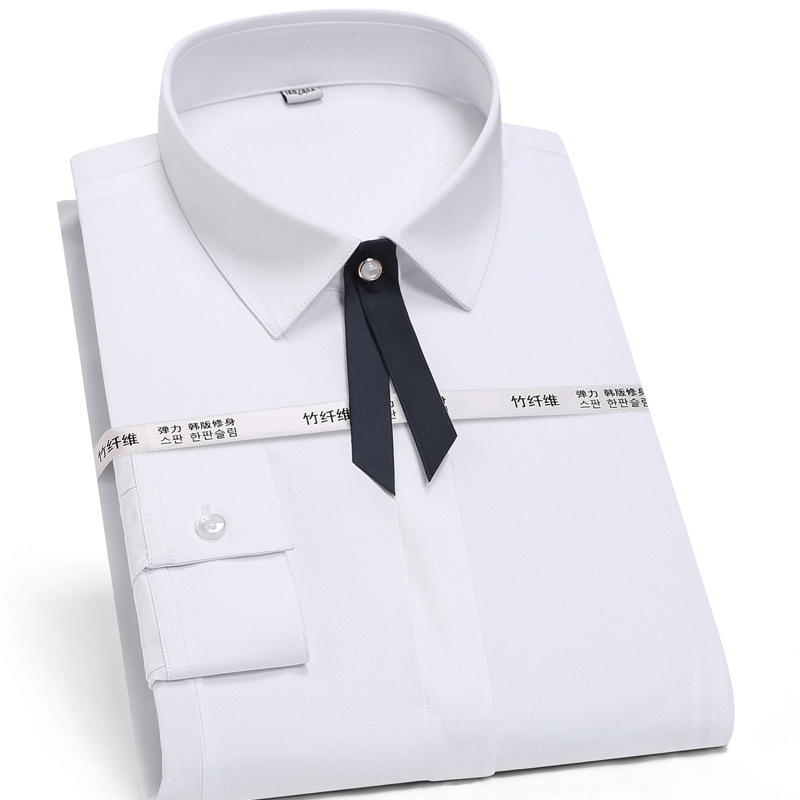 Golden Shield Bamboo Fiber Women's Shirt Long Sleeve Professional Formal Slim Spring and Autumn Workwear Solid Color Bottoming Women's Shirt Anti-Exposed