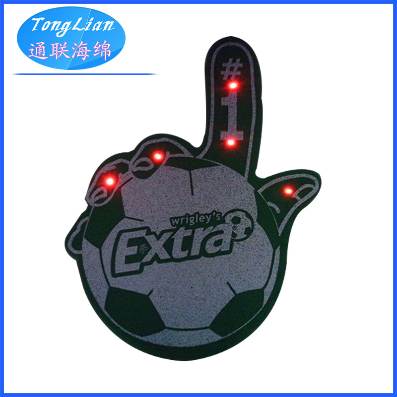 生产销售LED发光 五指形海绵手掌 五指形印花海绵手掌