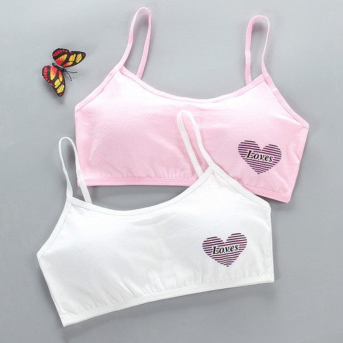 Girls' bra, small vest, suspender underwear, developmental period girls' pure cotton with inserts, medium and large children's foreign trade tube tops for children