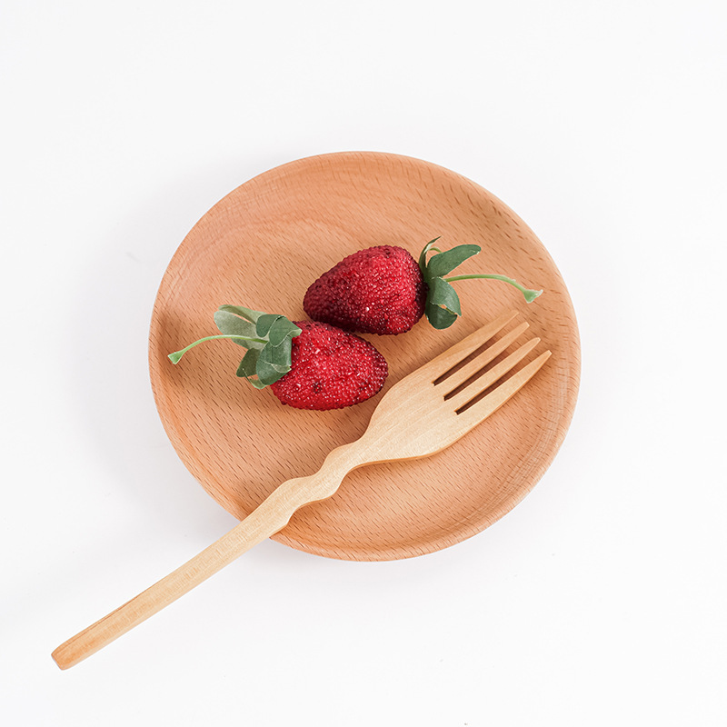 Plato de madera de haya Plato de madera redondo de estilo japonés Plato de comedor de madera maciza Plato de frutas Plato de madera de nueces Bandeja al por mayor