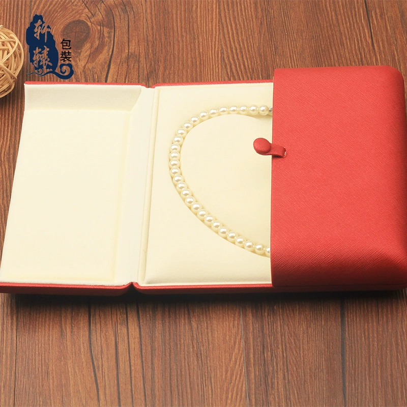 Polyurethane red necklace from pearl, chain for mother heart shaped, gift box