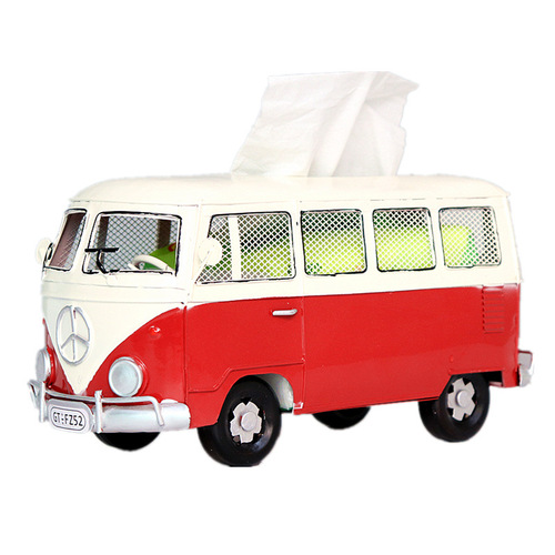 Retro iron art creative industrial style bus tissue box home living room desktop decoration restaurant paper box display