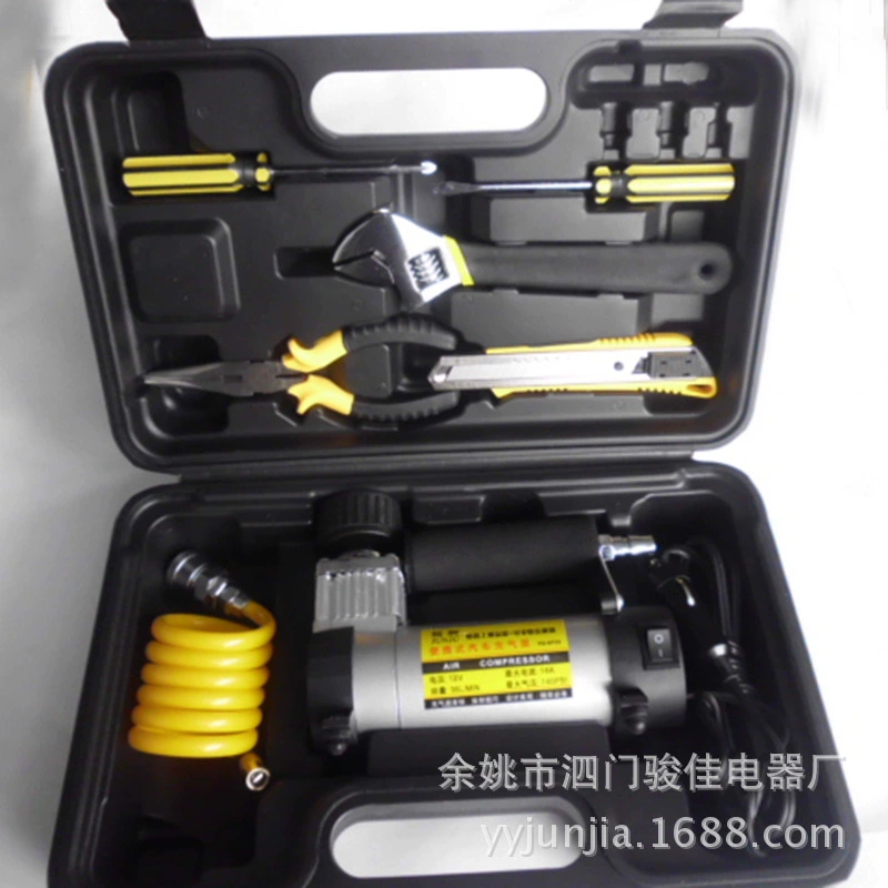 Ningbo manufacturers supply vehicle emergency group set tools, car tool box tire pump car pump car gas pump