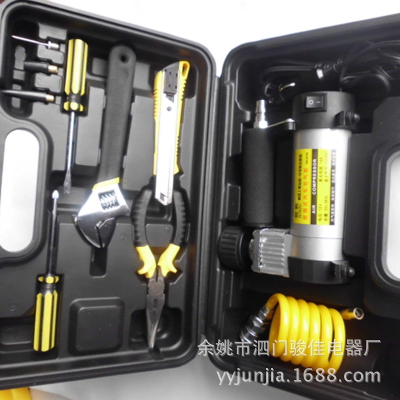 Ningbo manufacturers supply vehicle emergency group set tools, car tool box tire pump car pump car gas pump