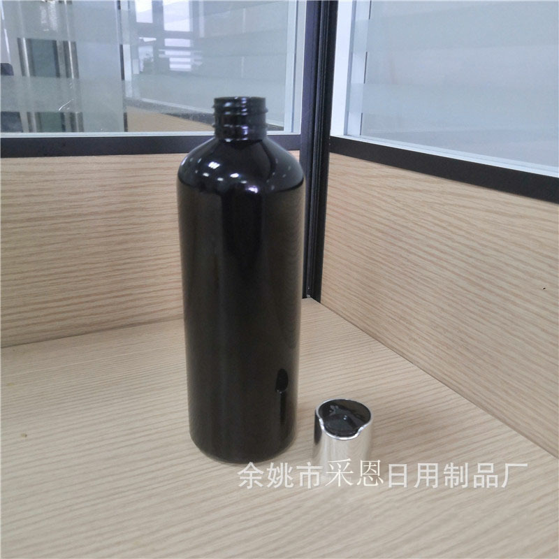 250ml毫升瓶PET塑料空瓶子圆肩黑色瓶电化铝千秋盖按压空瓶子