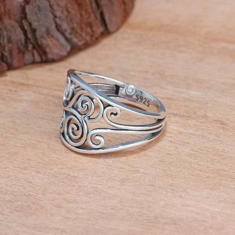 Ring Ajz1145, silver finish with filigree openwork (S925 style), sizes 5–10