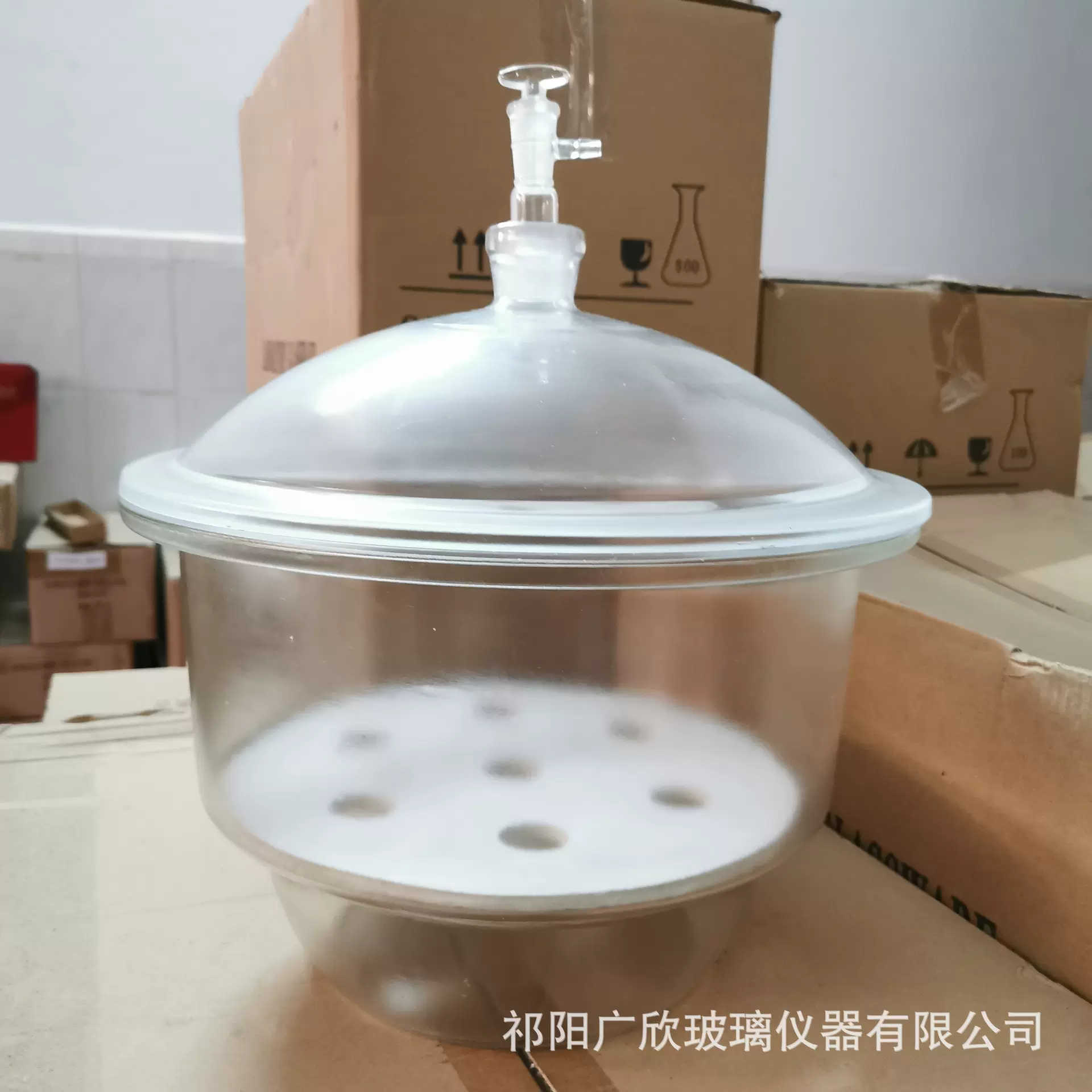 玻璃干燥器普通真空干燥皿 150mm至500mm透明/棕色厂家