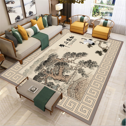 Chinese style carpet New Chinese style living room coffee table carpet floor mat Zen tea room study sofa bedroom classical retro style