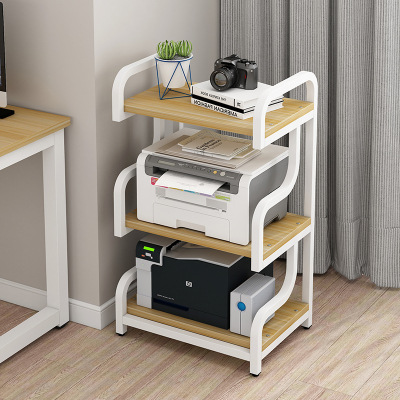 3 층 화이트 랙 + 라이트 호두