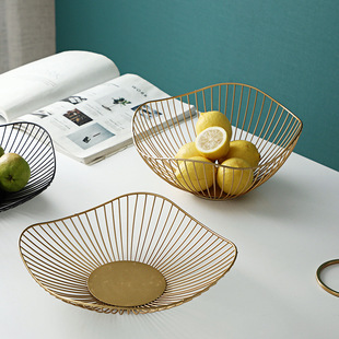 Nordic ins Fruit Basket Iron Modern Creative Kitchen Vegetable Basket Draining Basket Household Living Room Snack Fruit Plate
