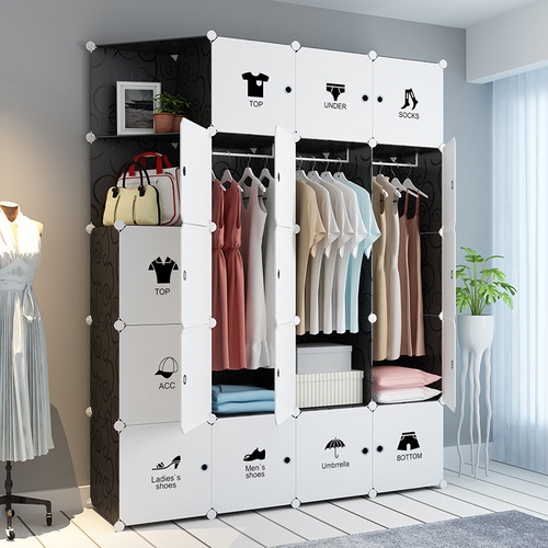 Simple wardrobe assembly plastic minimalist modern economical bedroom space-saving casual wardrobe adult small dormitory cabinet