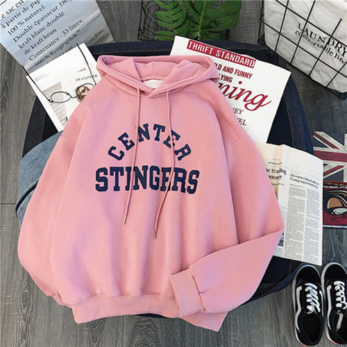 Tiro real super popular forrado de lana engrosada suéter casual de las mujeres a juego Otoño e Invierno estilo coreano de moda Abrigo con capucha suelta para estudiantes