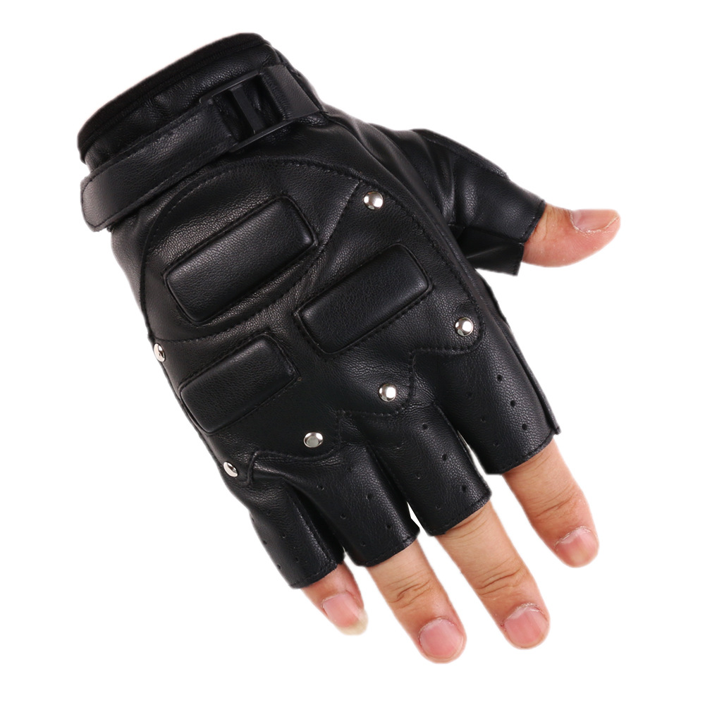 Medio dedo guantes de cuero hombres y mujeres al aire libre fitness montar motocicleta al aire libre absorción de choque deportes rendimiento motocicleta guantes de cuero