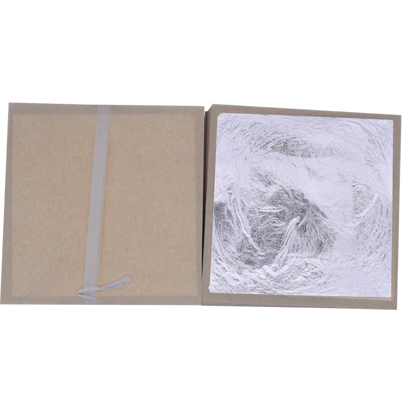 100 sheets of pure silver foil paper, 11cm thick, for decorating and gilding Buddha statues (98% gold content).