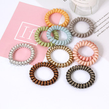 果冻色彩色电话线发圈高弹力耐用简约扎头绳女时尚高马尾发绳屁精