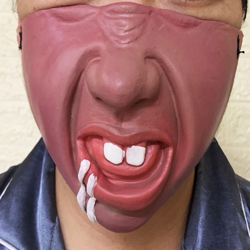 Halloween bar fiesta suministros mascarada máscara de rendimiento látex media cara máscara rendimiento divertido látex carretera