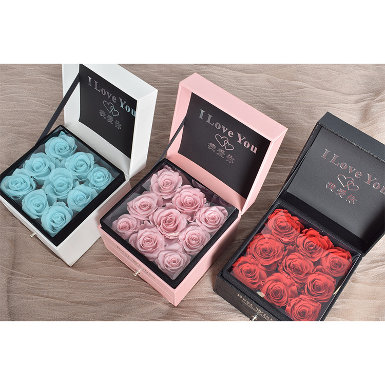 Caja de joyería de flores inmortales caja de joyería de rosas inmortales caja de regalo al por mayor transfronteriza regalos del día de San Valentín