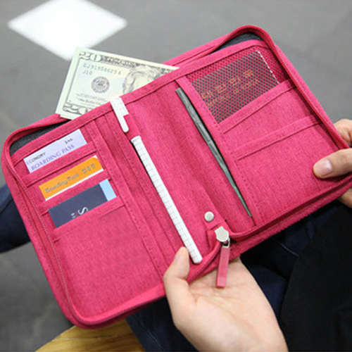 Travel document bag, hand-held passport case, bank card holder, flight ticket organizer, portable coin purse, small document holder, waterproof