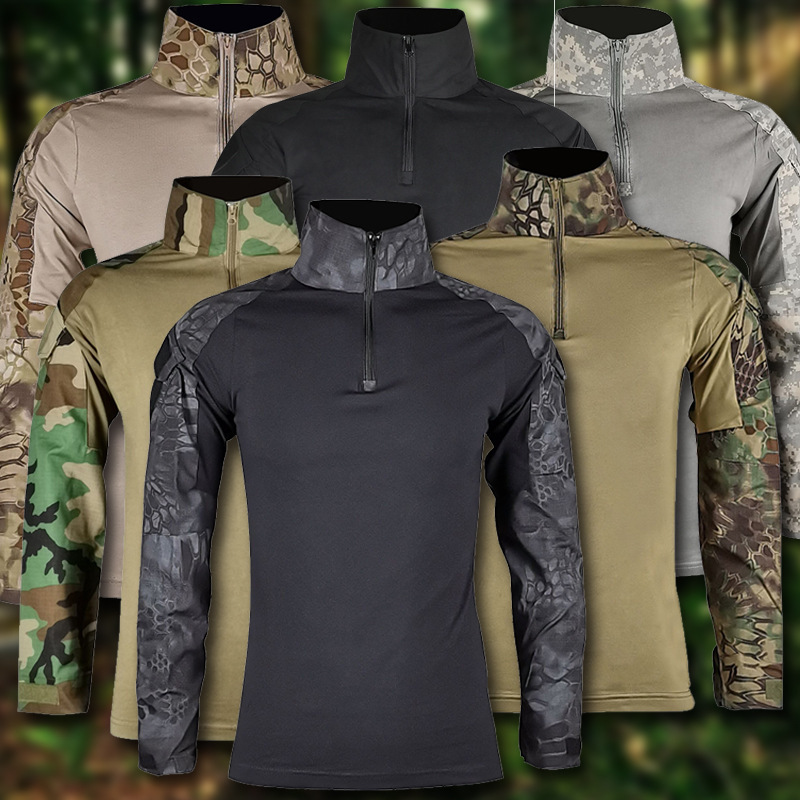 Pfzl Cross-Border Outdoor G2 Frog Suit Long-Sleeved Spring and Autumn Cycling Clothing Training Uniform Elastic T-Shirt Top Cs Pfzl Cross-Border Outdoor G2 Frog Suit Long-Sleeved Spring and Autumn Cycling Clothing Training Uniform Elastic T-Shirt Top Cs