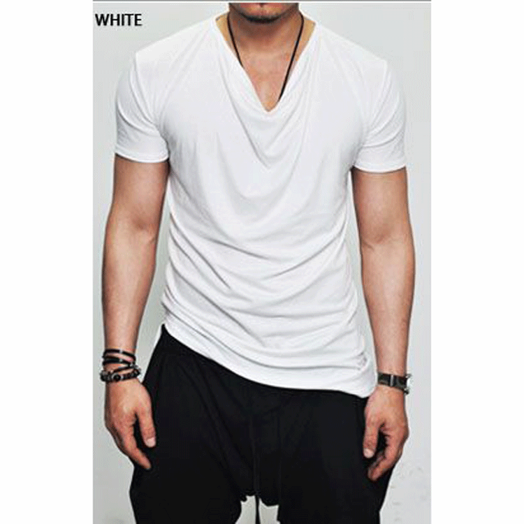 New Men's Casual Fashion Men's Short-Sleeved T-Shirt British Pure Color Short-Sleeved T-Shirt