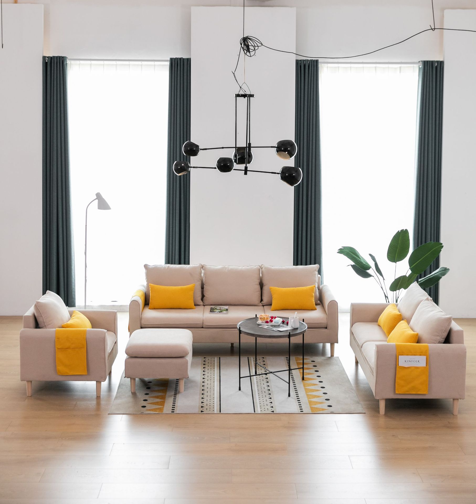 工厂直销现代设计客厅沙发3+2+1套装Custom面料颜色LOGO跨境优选